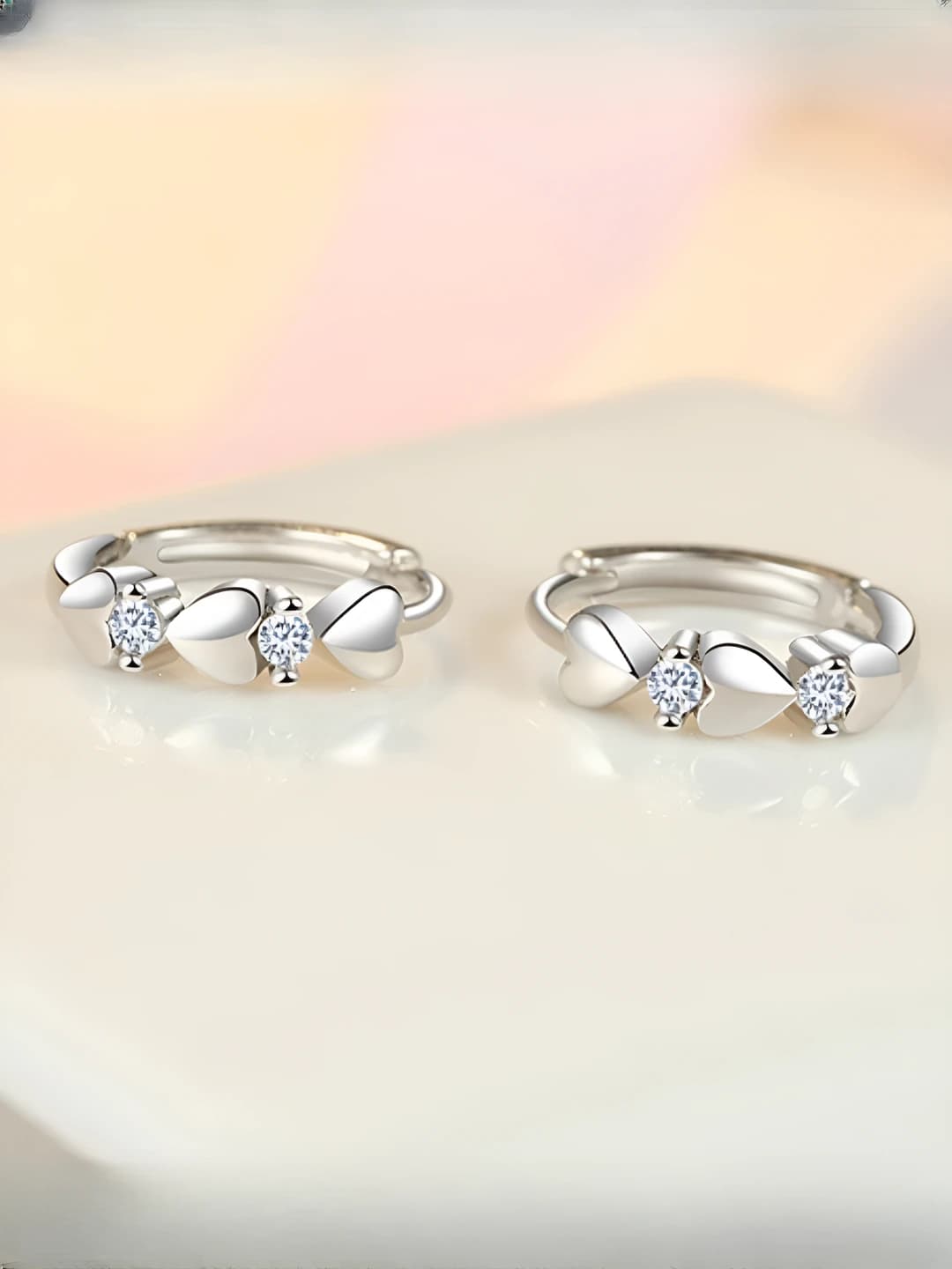 Silver-white, heart earrings