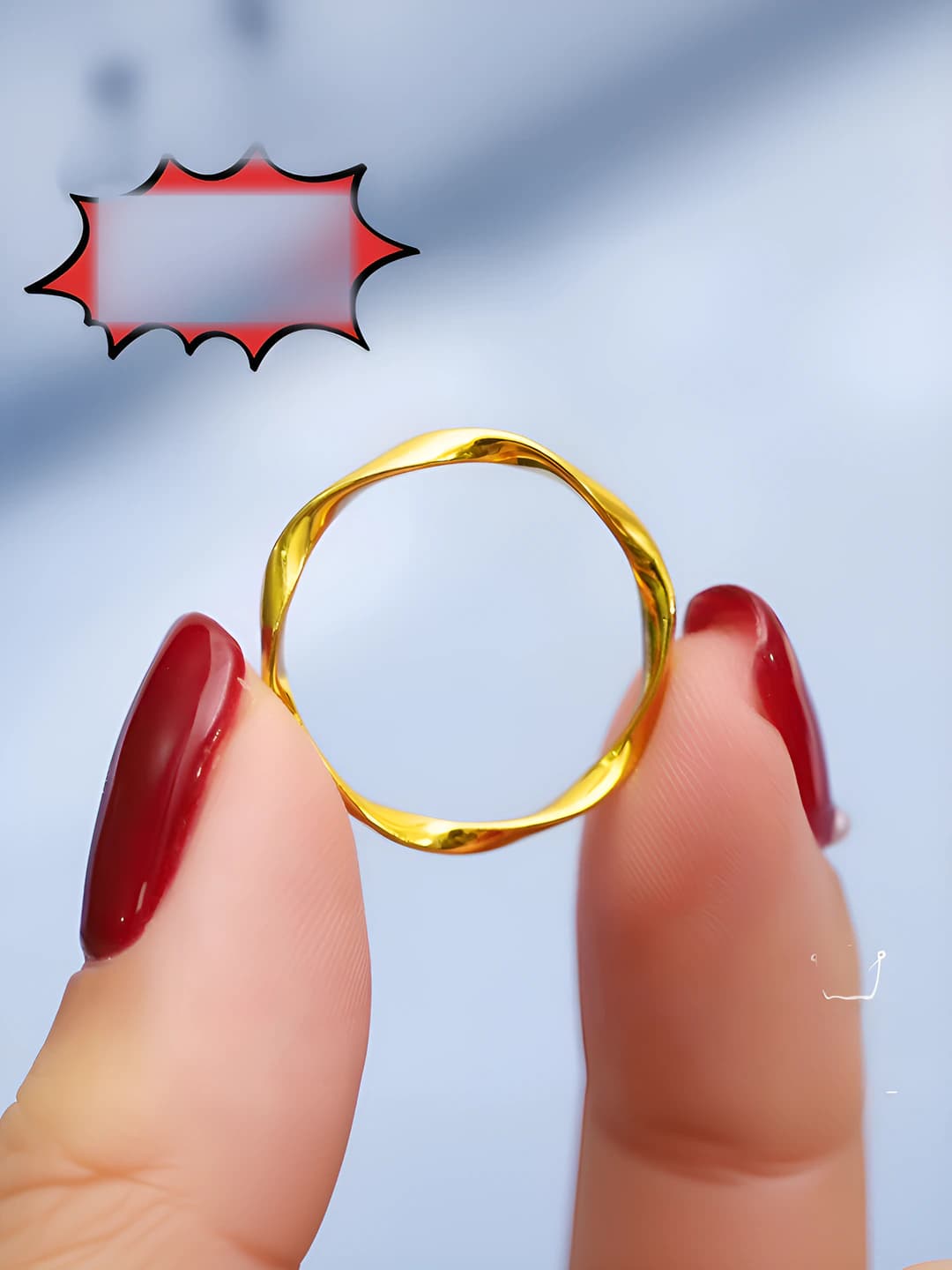 Women's ring in Korean style with wavy design, simple and irregular shiny surface