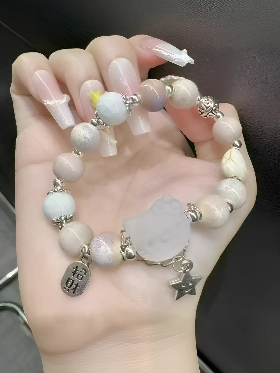 Semi-Transparent White KT Cat Bracelet