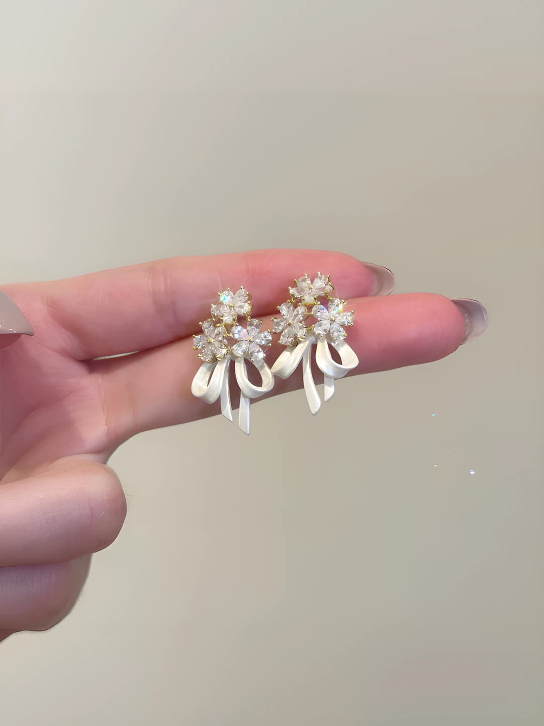 Floral ribbon bow earrings