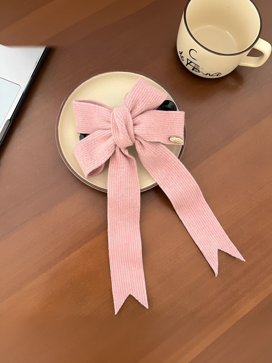Pink knit bow [Upgraded]