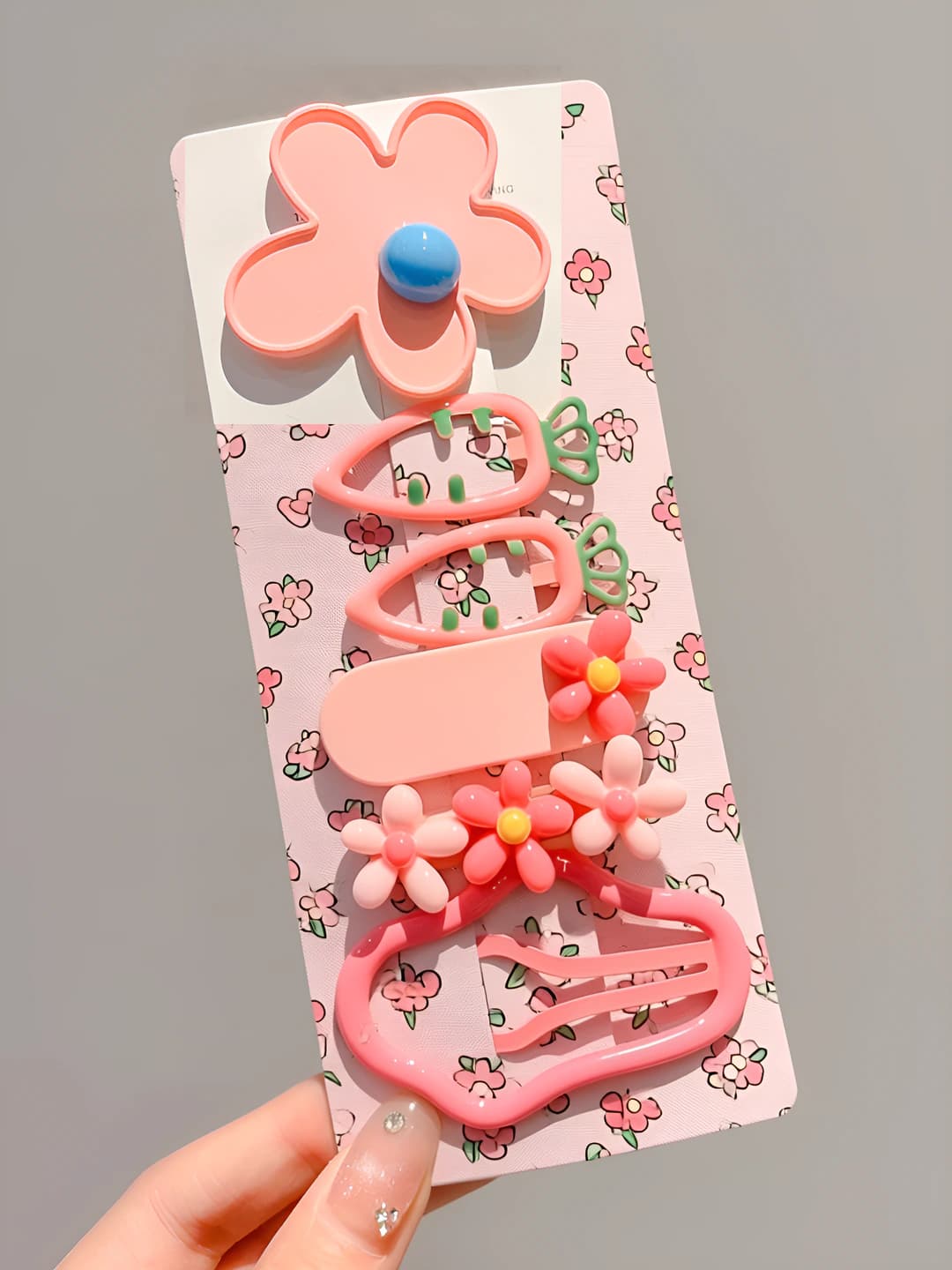 2# Pink flowers and clouds set, 6 pcs