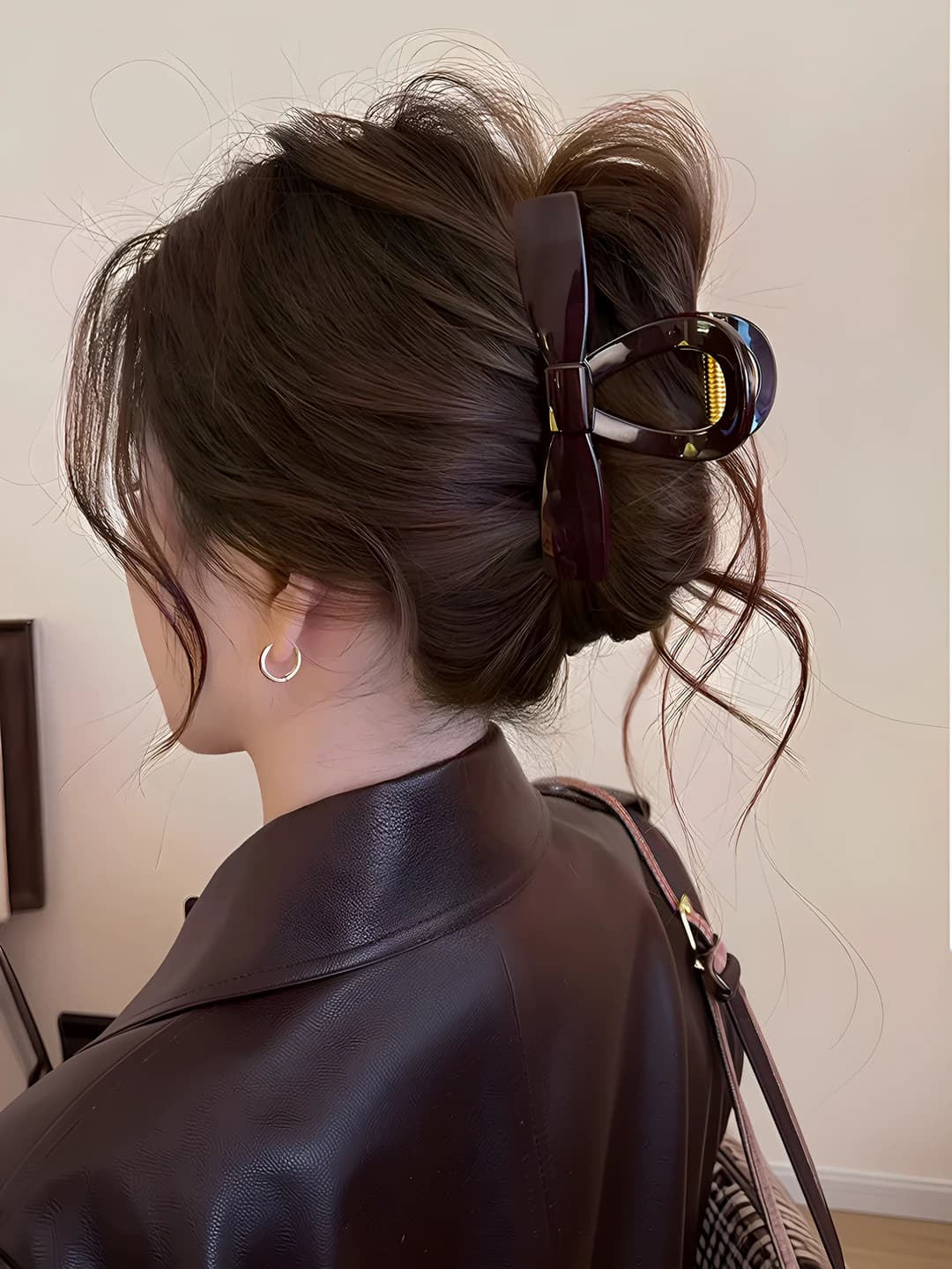 11# Bow red-brown chocolate hanger hair claw - 10 cm