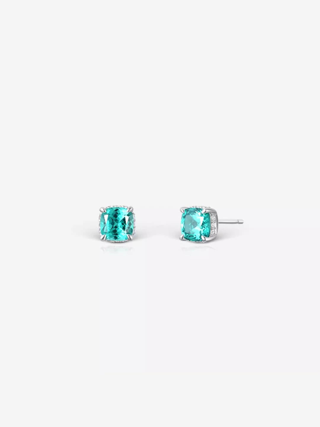 Silver post - Stud - Green