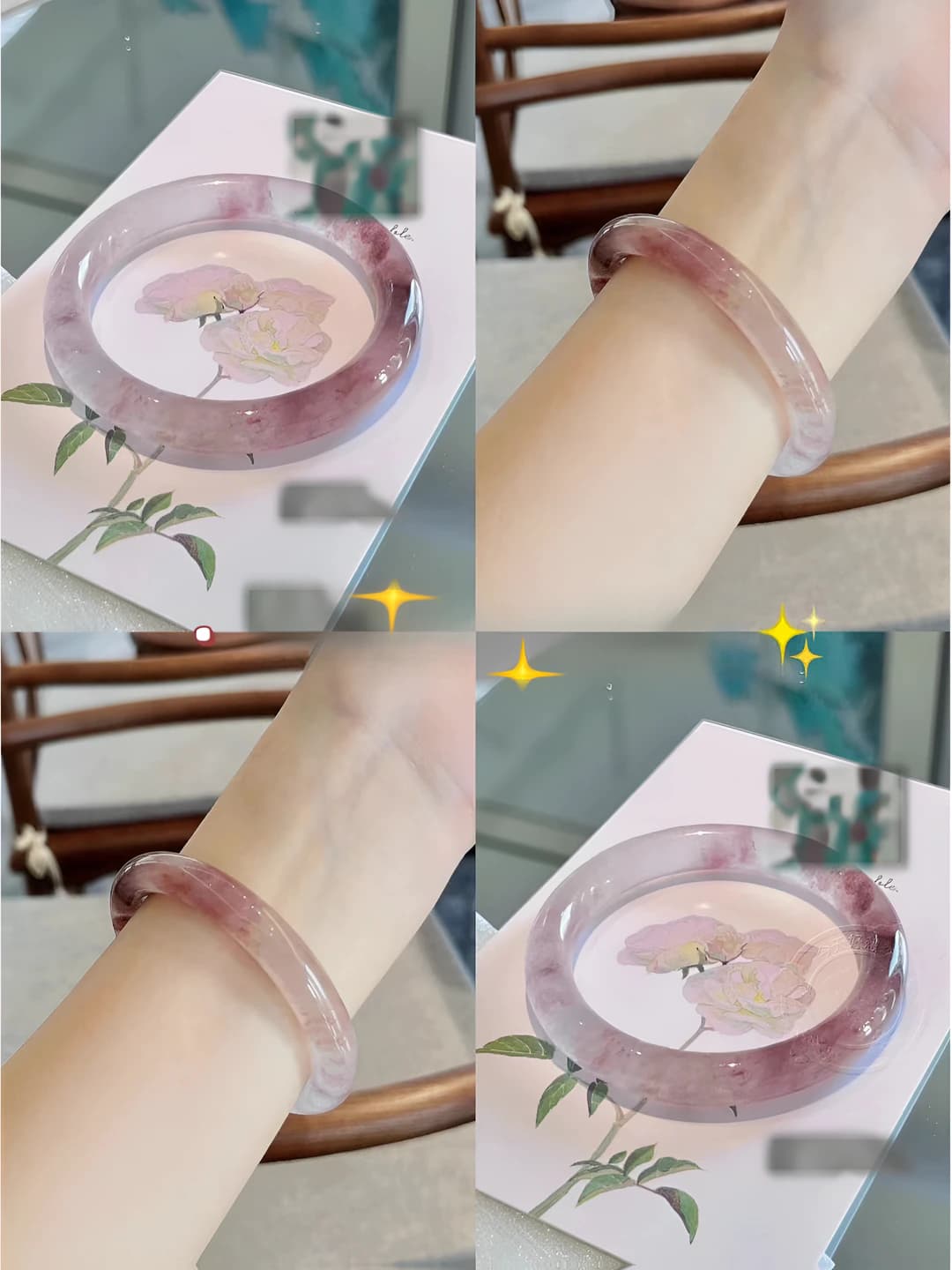 Толстый браслет, Малиновый пух, 58mm