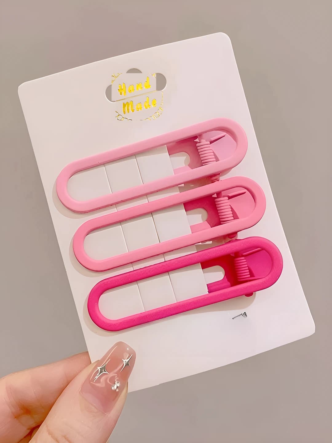 Pink gradient 3-piece hair clip set 6 cm