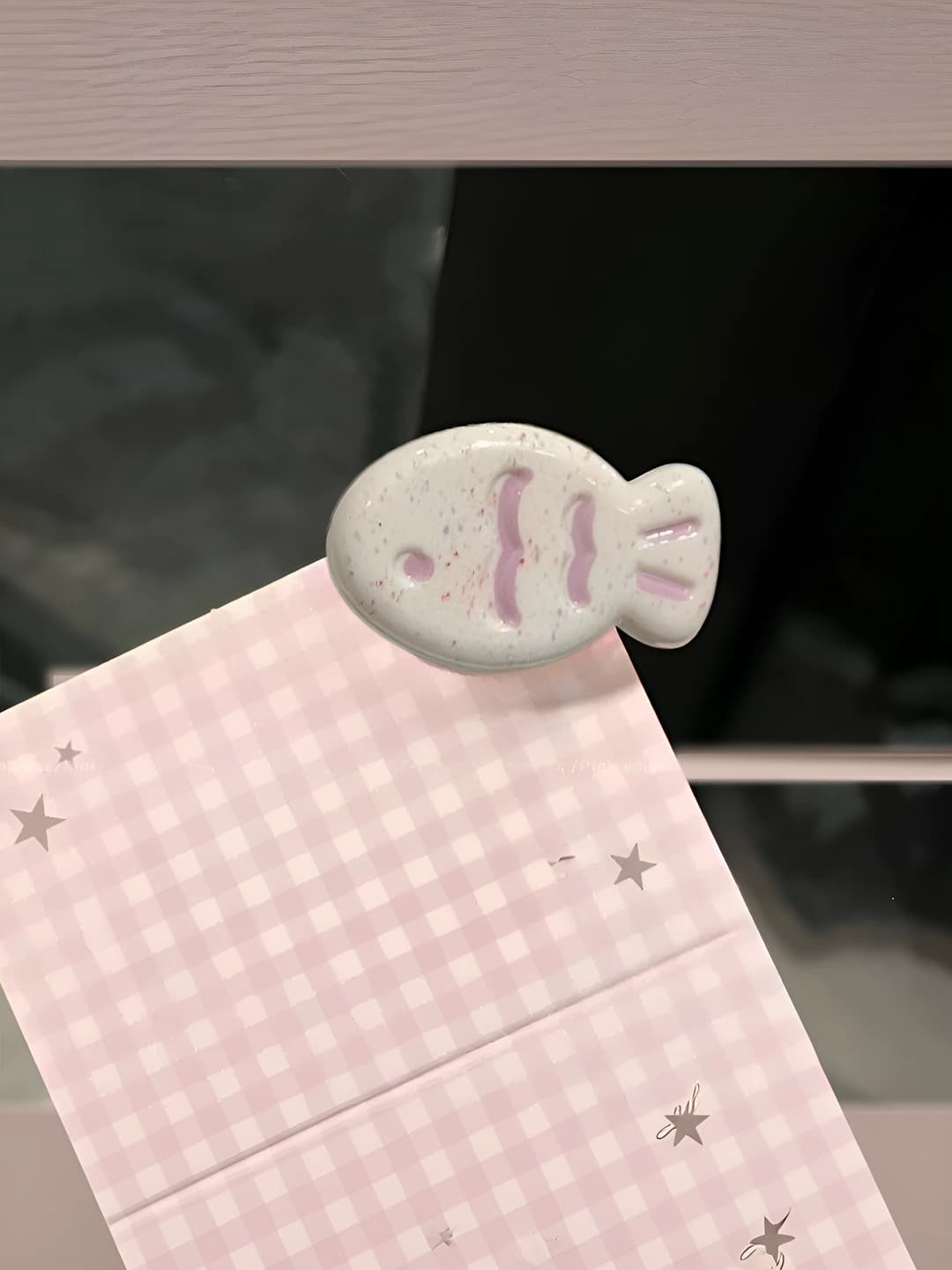 Print off-white fish clip 3.2 cm