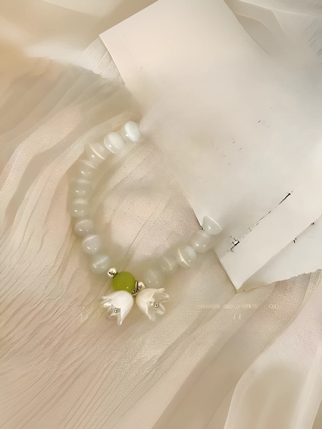 White jade, bellflower, bracelet