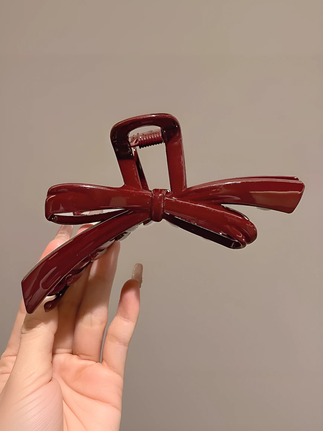 3# Wine red ribbon bow clip 13.5 cm