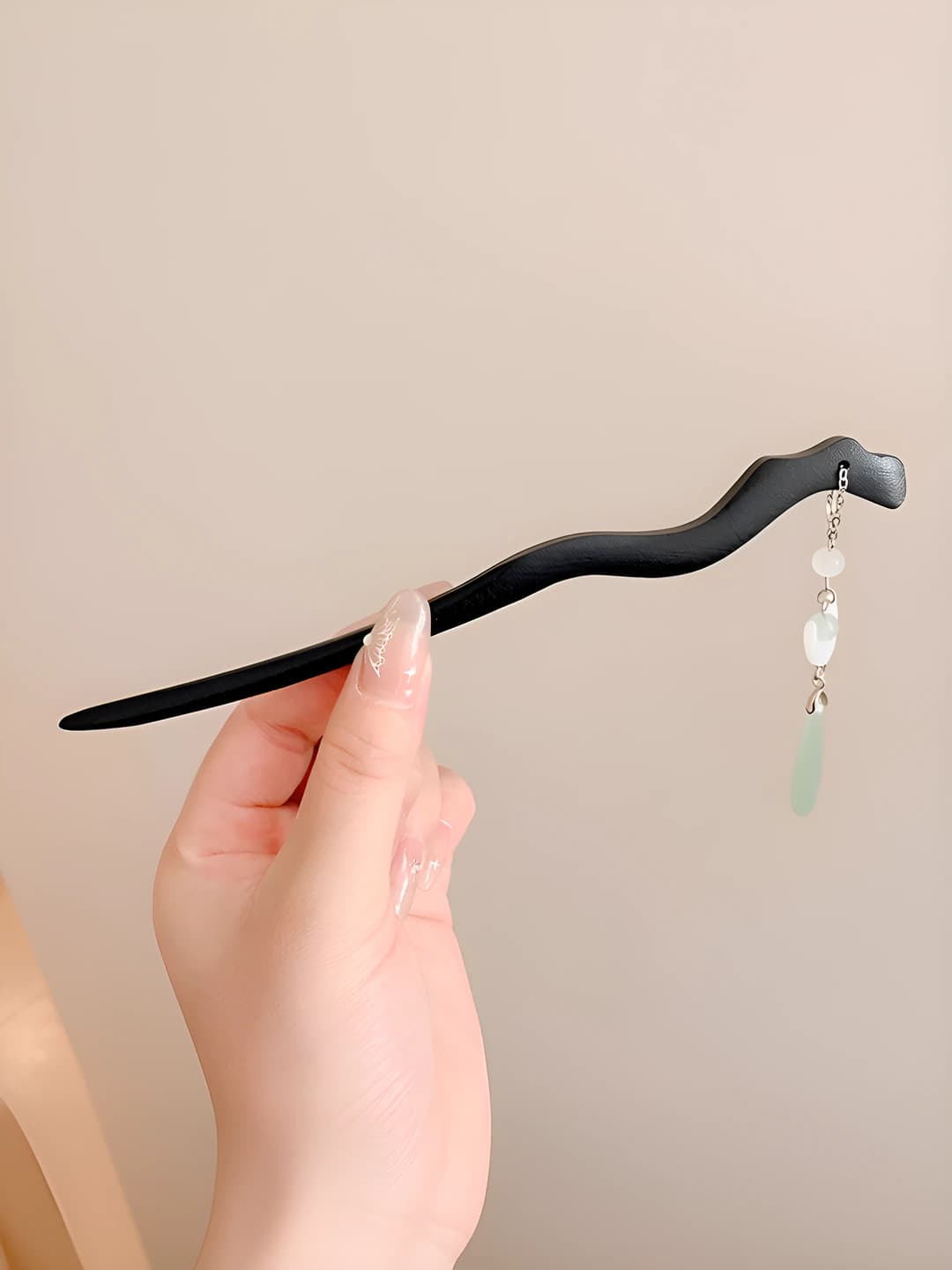 22# Black hairpin - Moon charm
