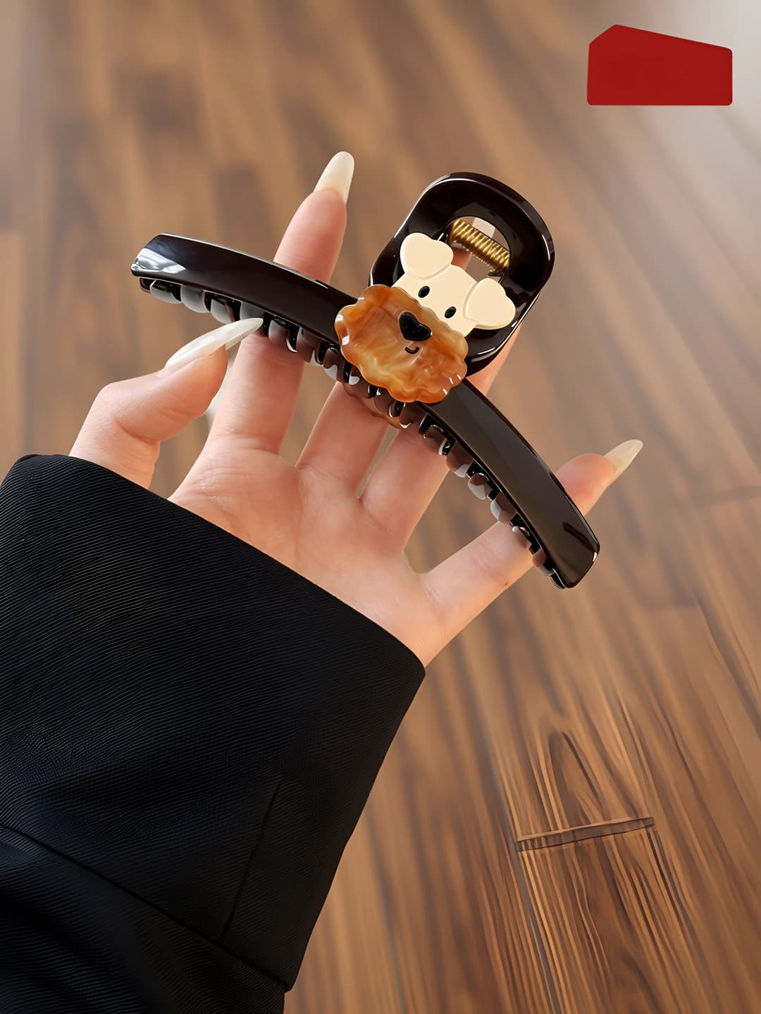 Chocolate brown - acetate dog straight clip