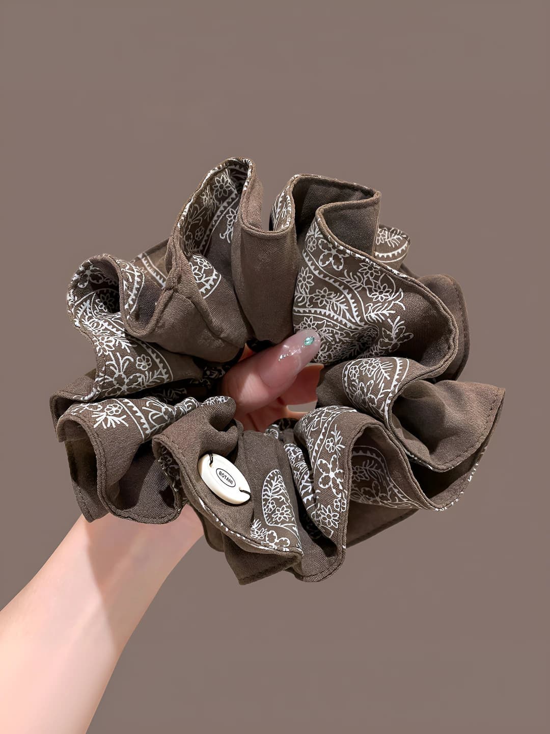 1# Coffee two-layer hair tie 16 cm