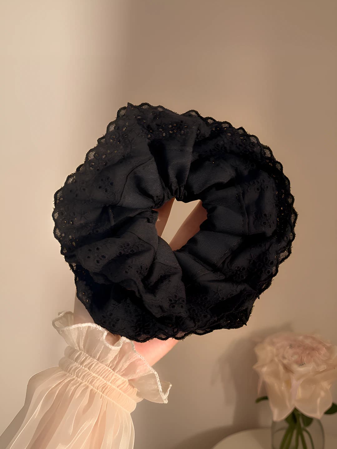 2# black lace scrunchie (4 layers)