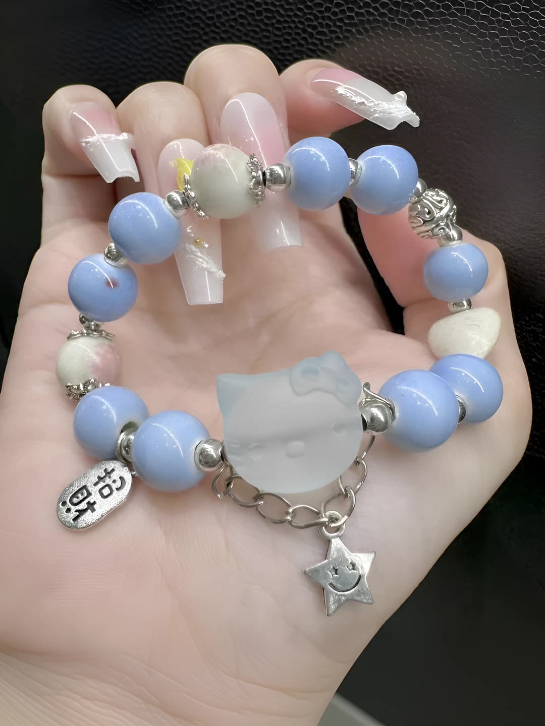 Purple semi-transparent cat bracelet [1 pc]