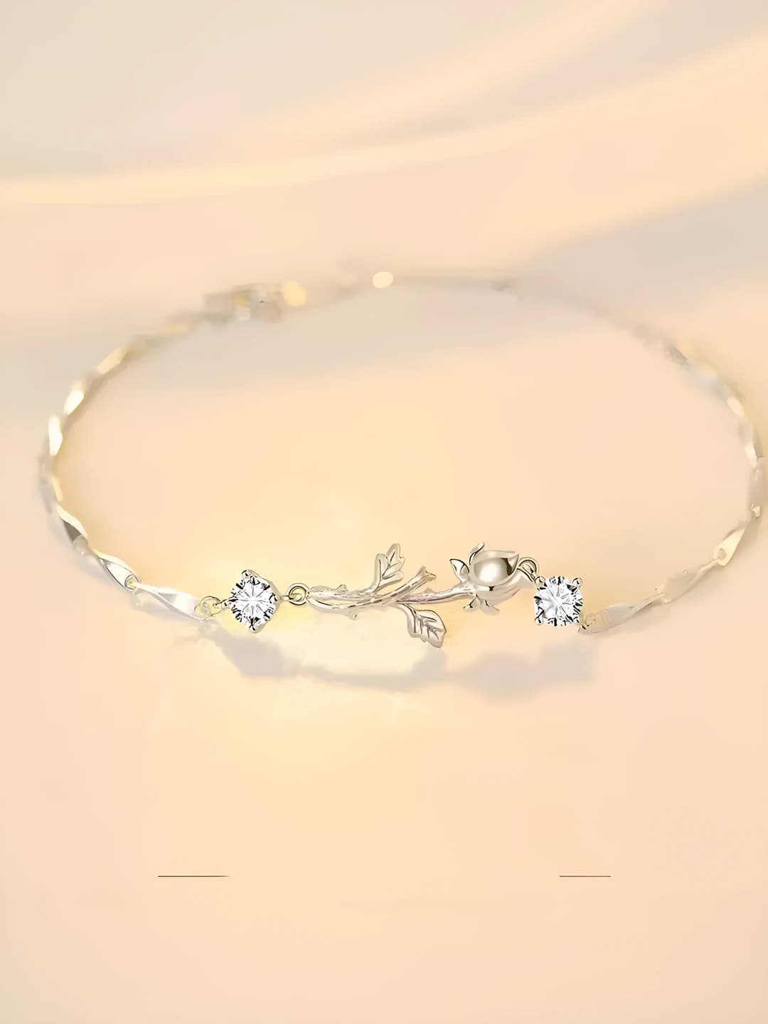 Women's bracelet with floral design, design element — plants, urban fashion style, gift