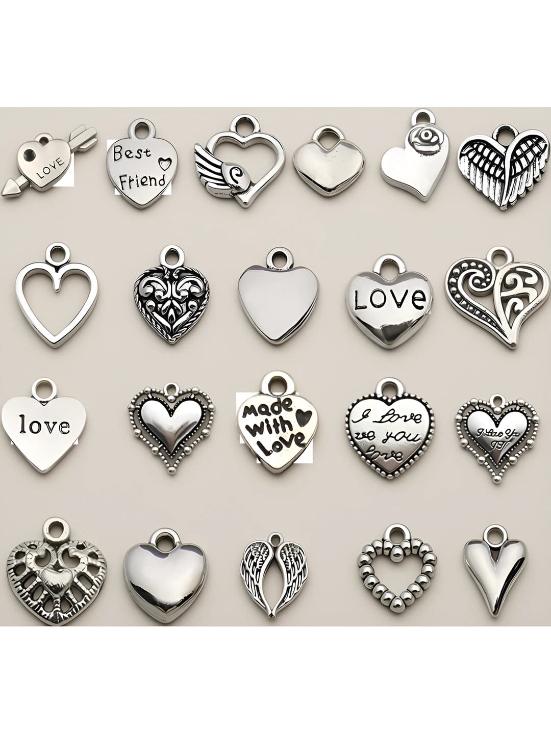 DIY heart-shaped alloy charms and pendants for women, zinc alloy, style: natural, pattern: heart, design element: note