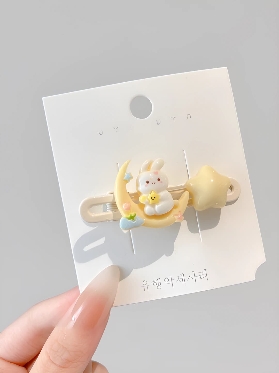Moon bunny star hair clip, 5.8 cm