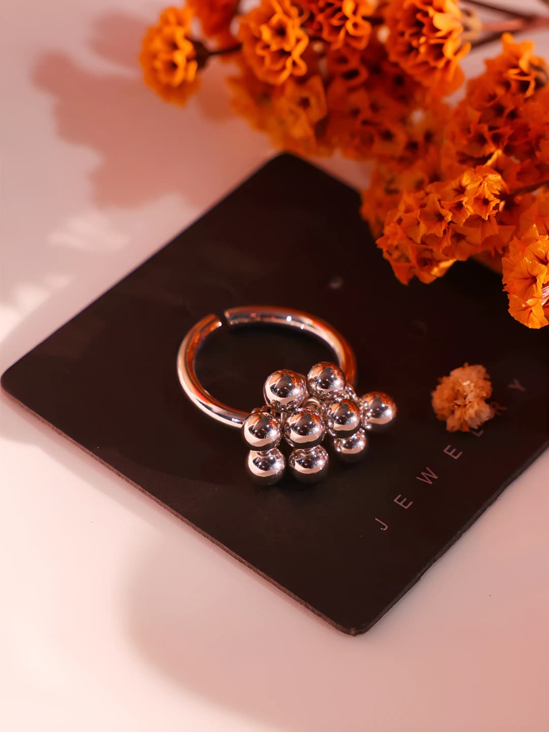 Small grape shape open ring, 1 pc