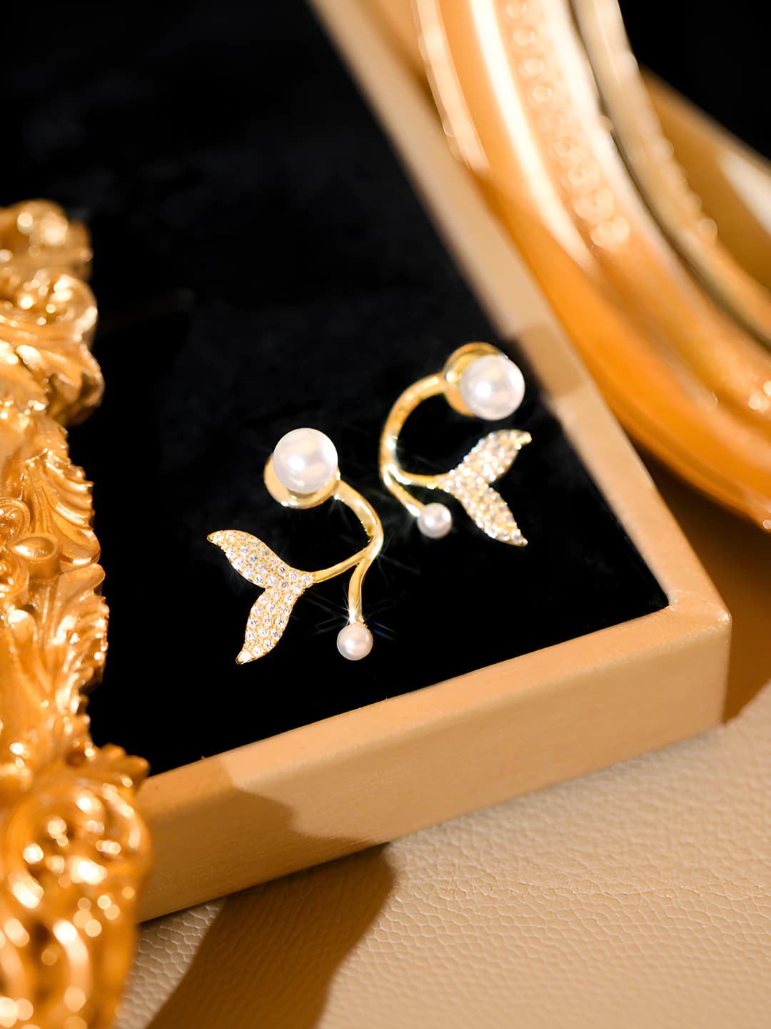 Women's 2026 pearl drop earrings, pure silver, back-hook style, light luxury