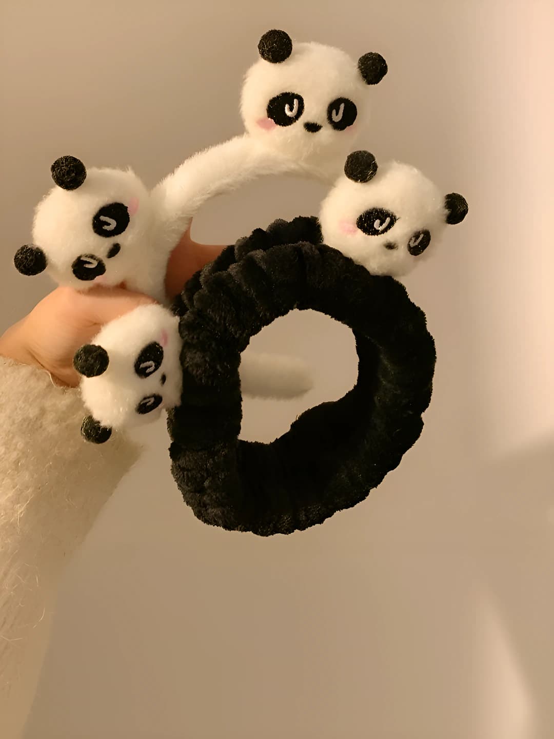 Women's panda plush headband, non-slip, for face washing and masks, 2026