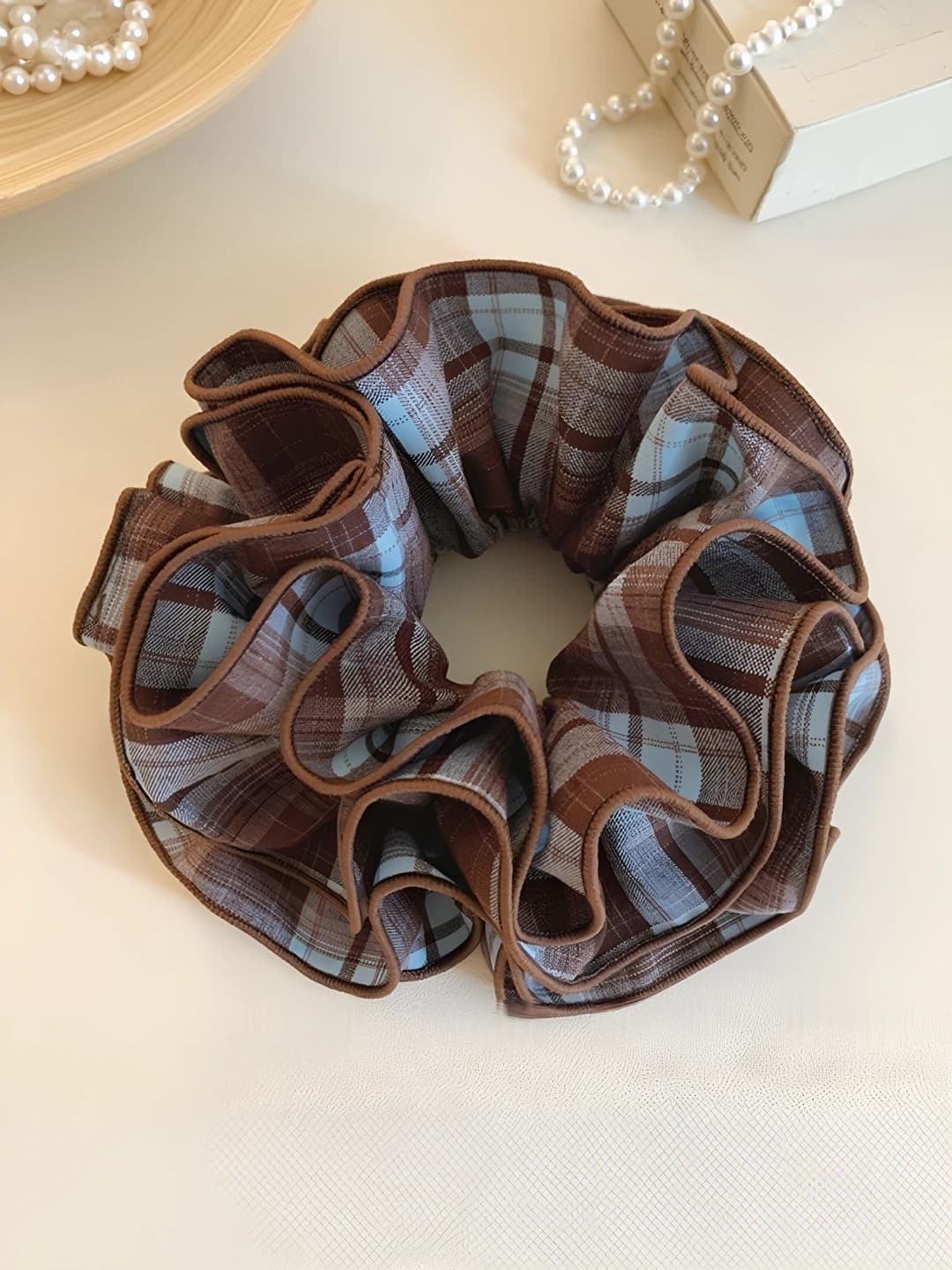 Blue-coffee houndstooth, 16 cm