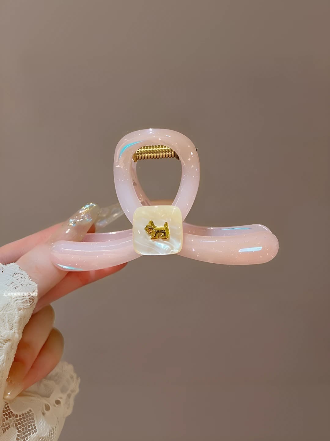 Puppy gold logo clip pink-11 cm
