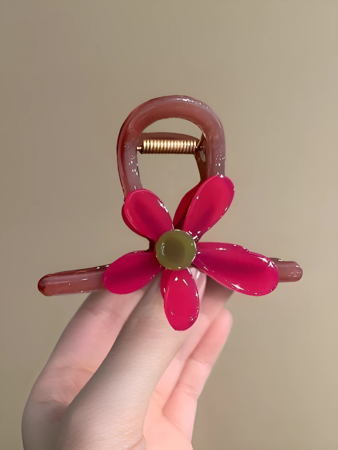 Floral hair clip rose red-8 cm