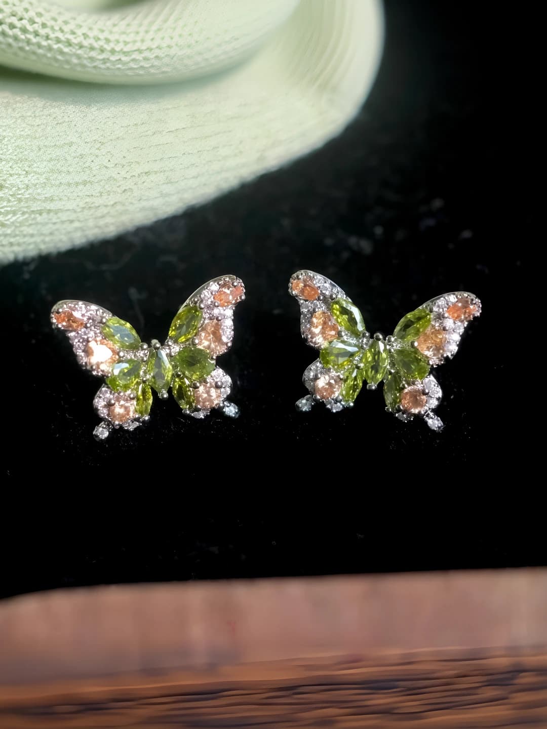 Women's 2026 mint gradient butterfly stud earrings