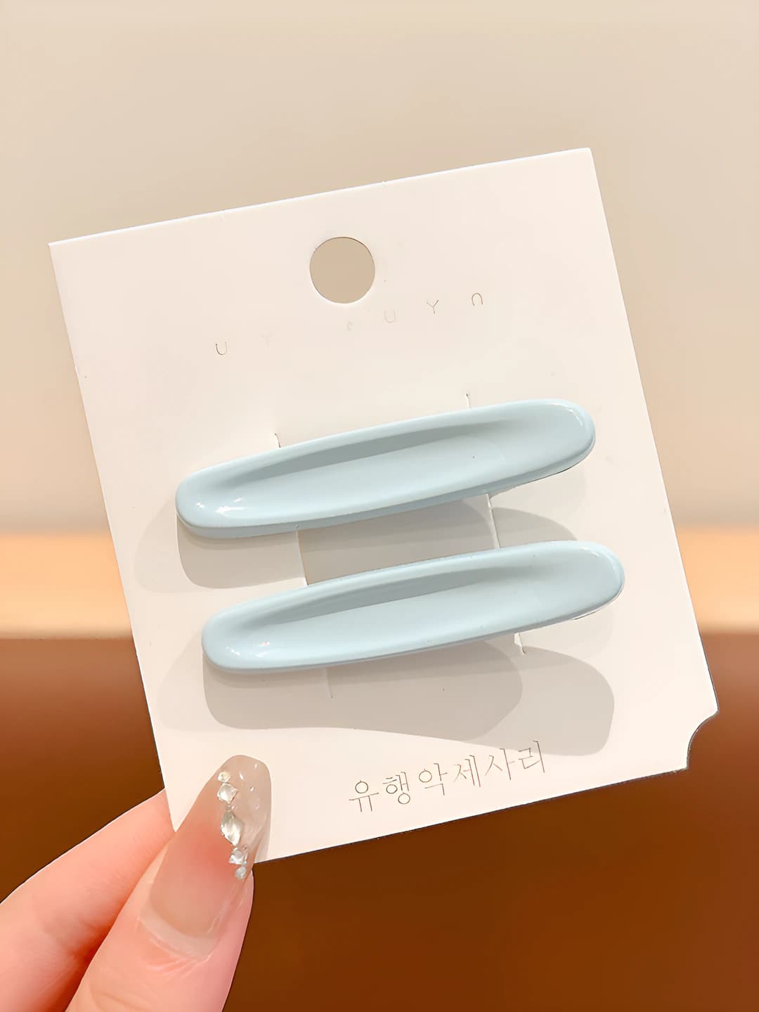 1# Rangli oval gulli soch to'g'asi Ko'k rang Juft ~5.2cm