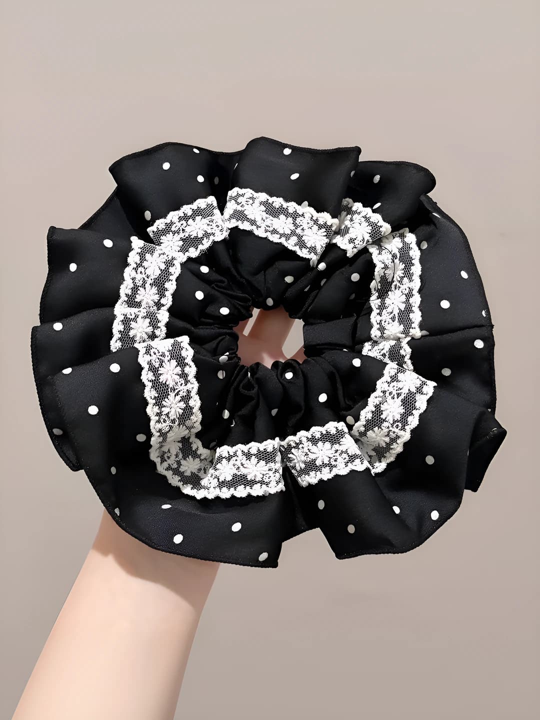 2# Black - lace large scrunchie ~20 cm