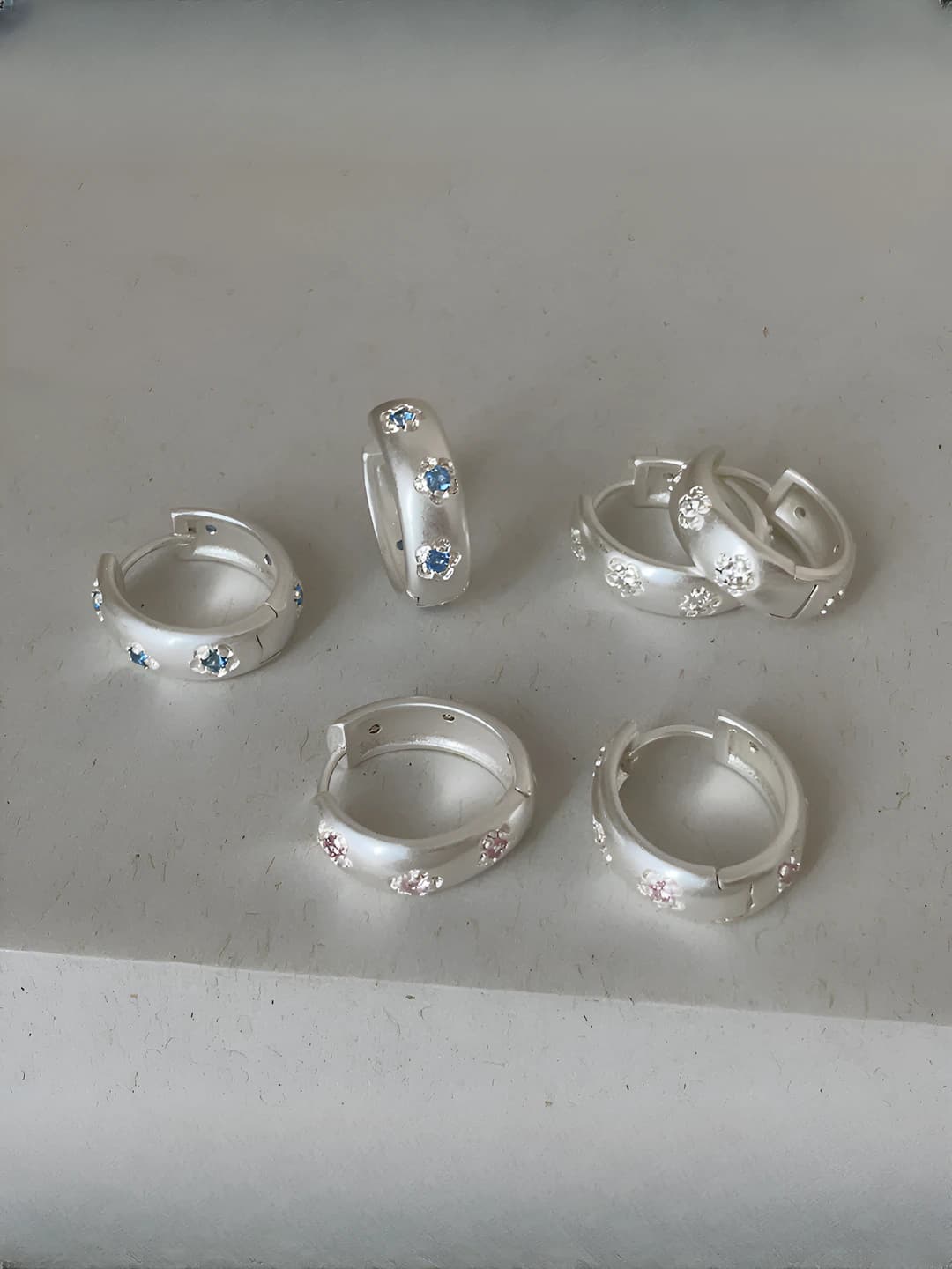 Women's matte floral hoop earrings, minimalist style, for office