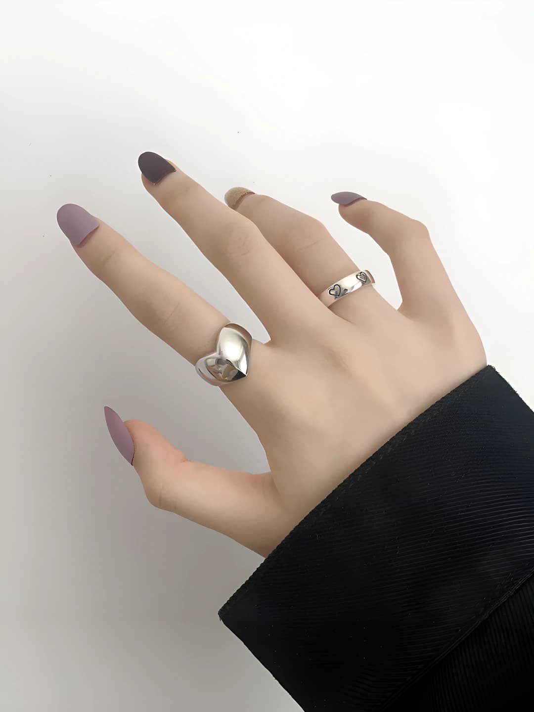 Women's 925 pure silver ring, rhombus shape, starry design element, fresh and sweet style