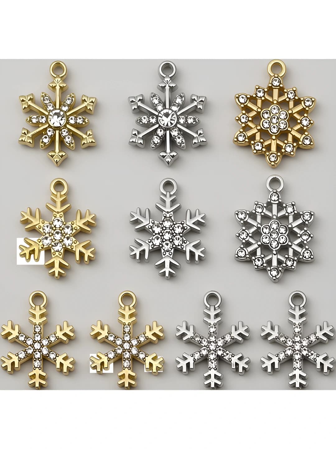 8 styles mixed 10 diamond snowflakes-14.9g