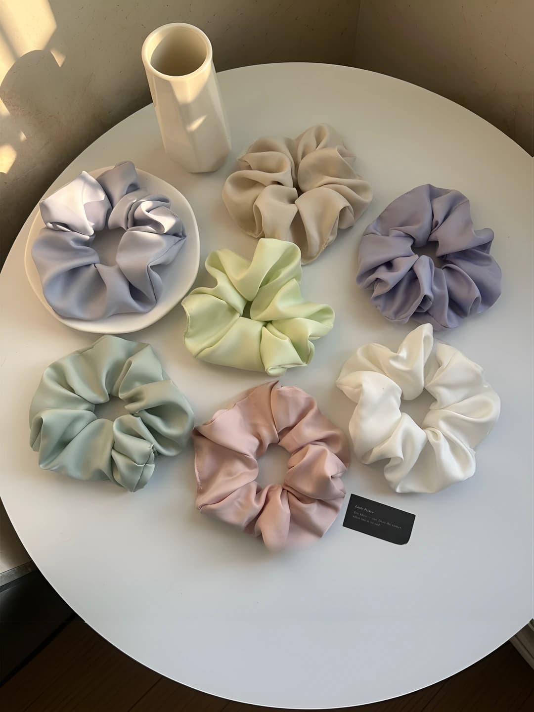 Women's Korean style satin scrunchie hair ties, large size 20 cm