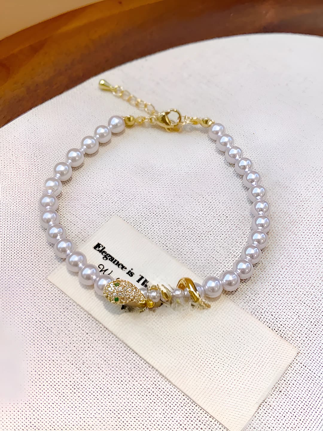43# Gold-Pink-Pearl 5mm (Gold plated)