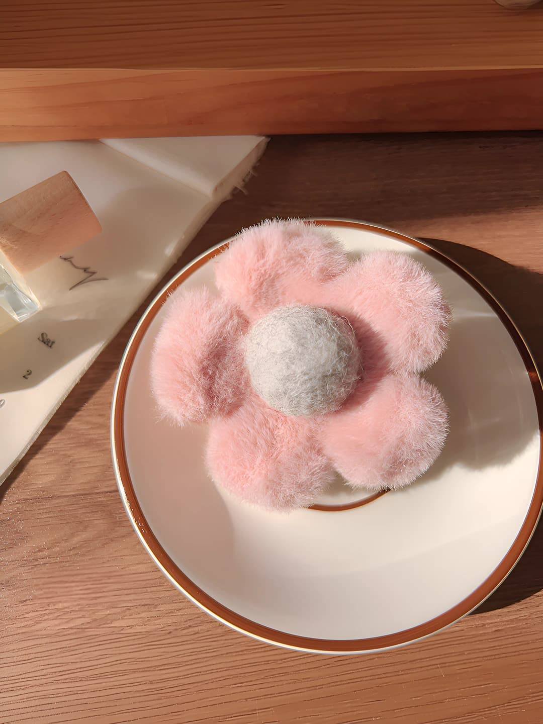 Plush pink floral - 8 cm