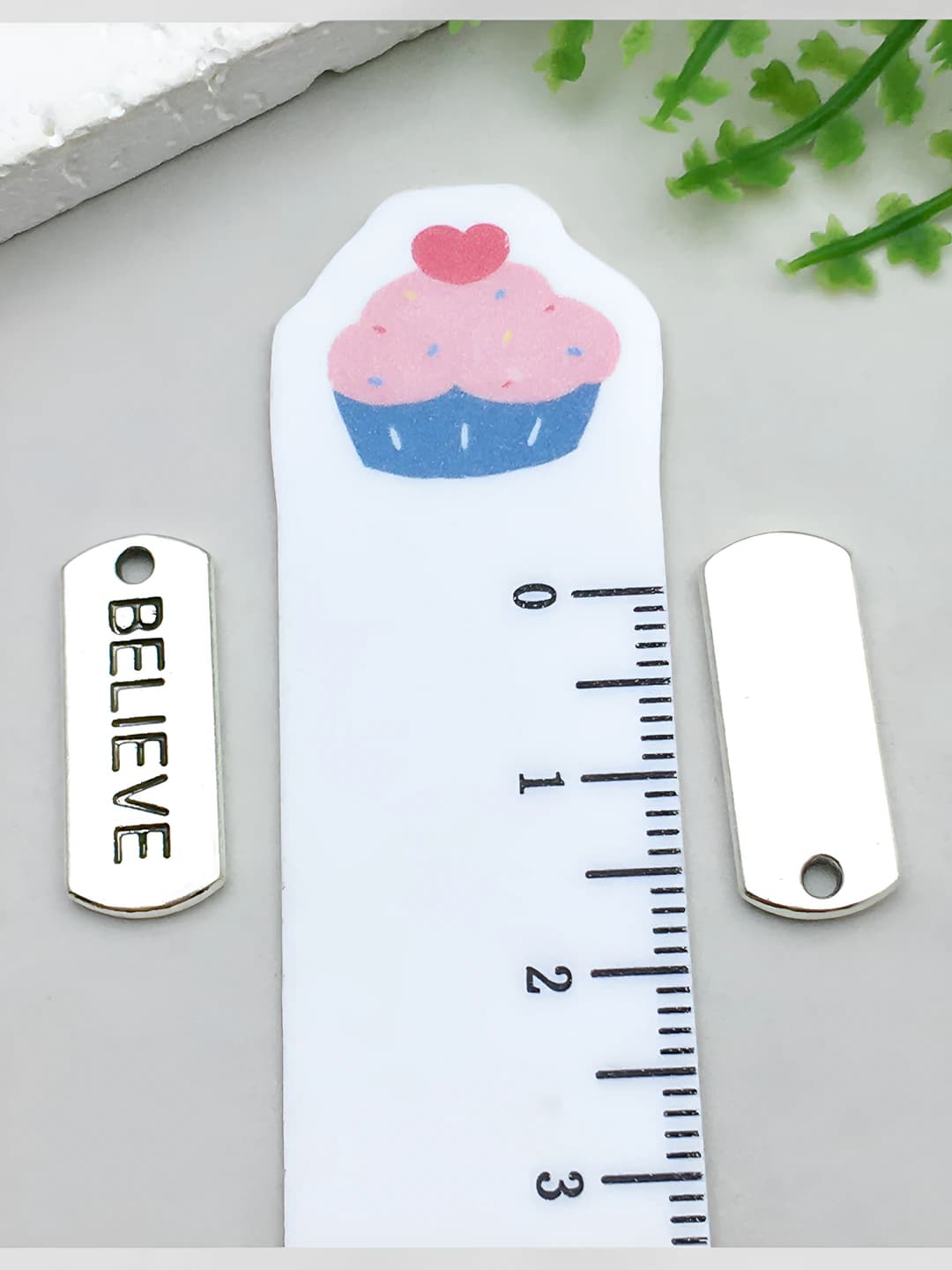 1 dona 'believe' harfi 8x20mm-1.5g-10826