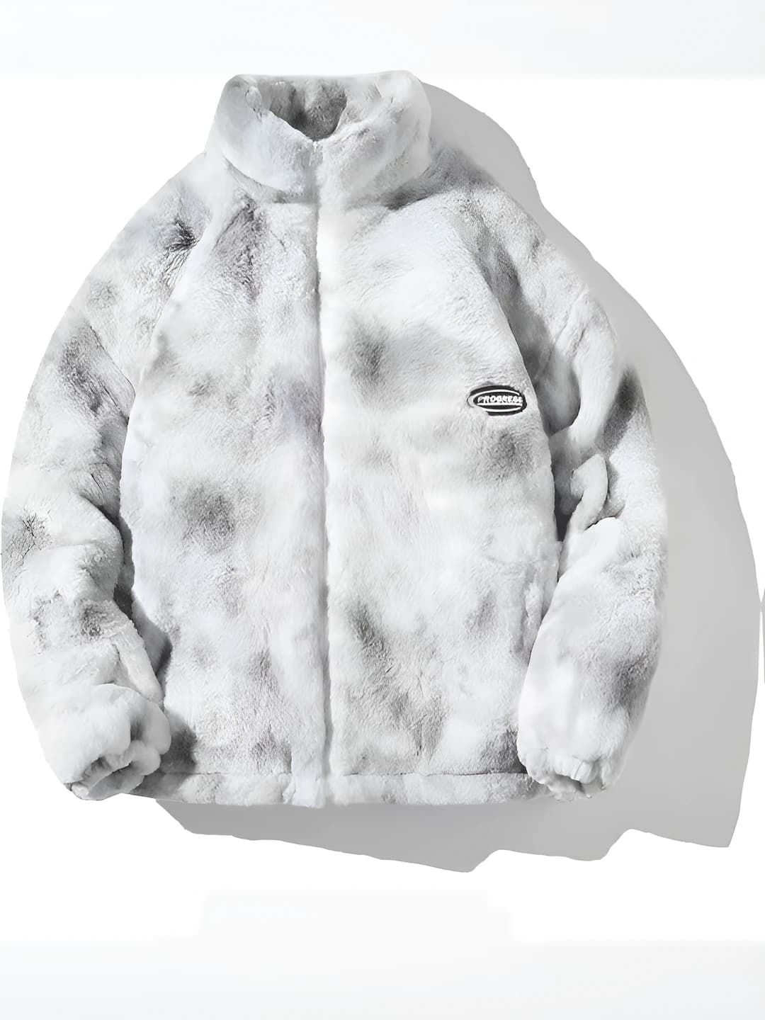 Women's faux fur coat 2026 autumn-winter, thickened, loose fit, stand collar, tie-dye, warm