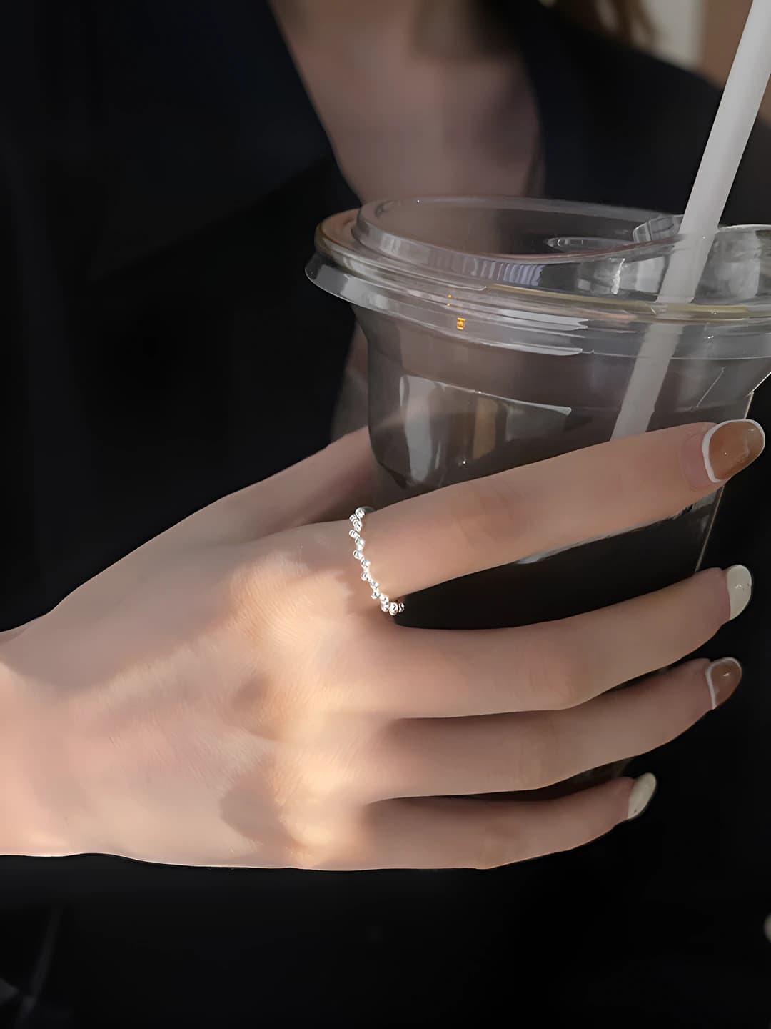 Women's geometric ring with irregular design, simple style, made of brass