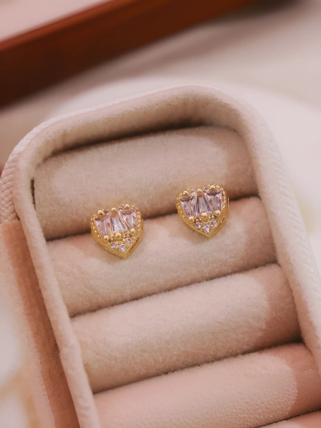 Gold heart zircon pair