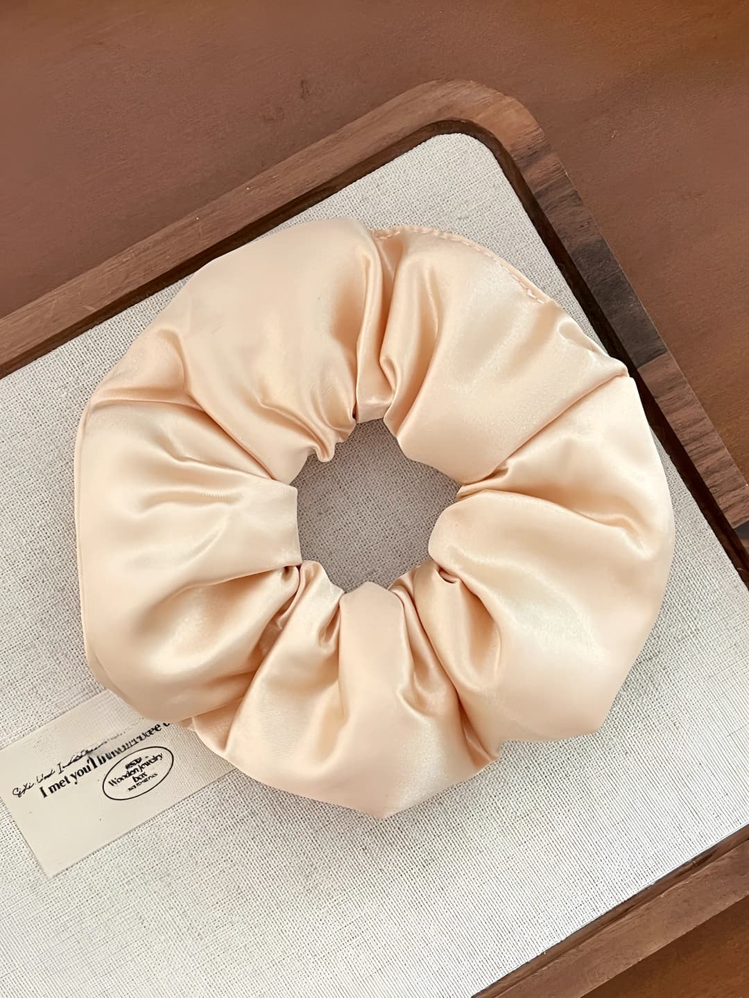 Khaki pillow hair tie