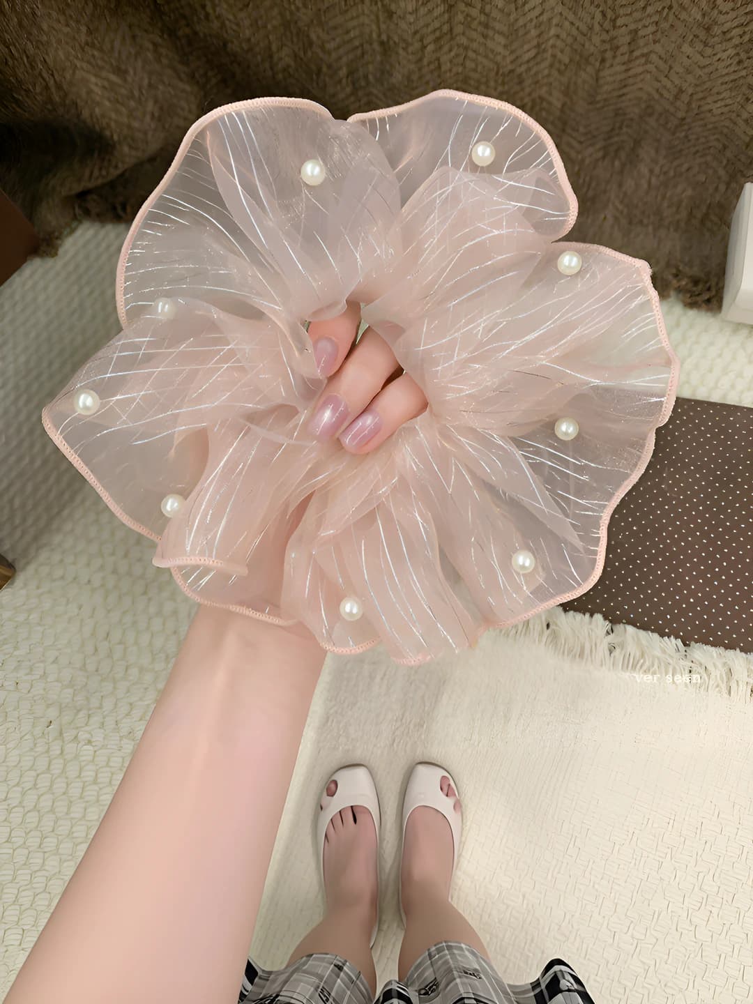 2# Pink pearl organza ~19 cm