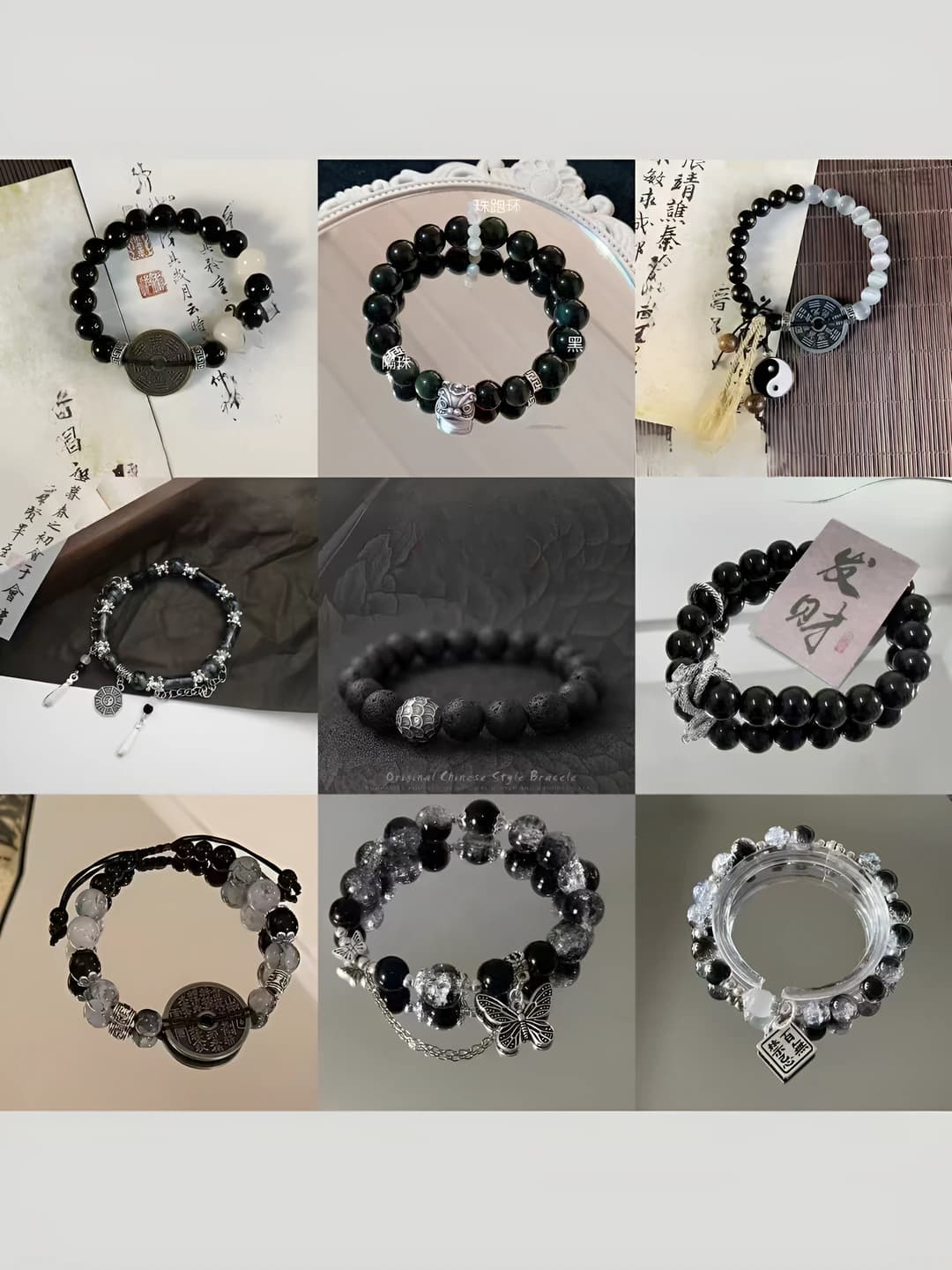 Women's glass beaded bracelet in new Chinese style, handmade, rhombus shape, with lucky cat design element