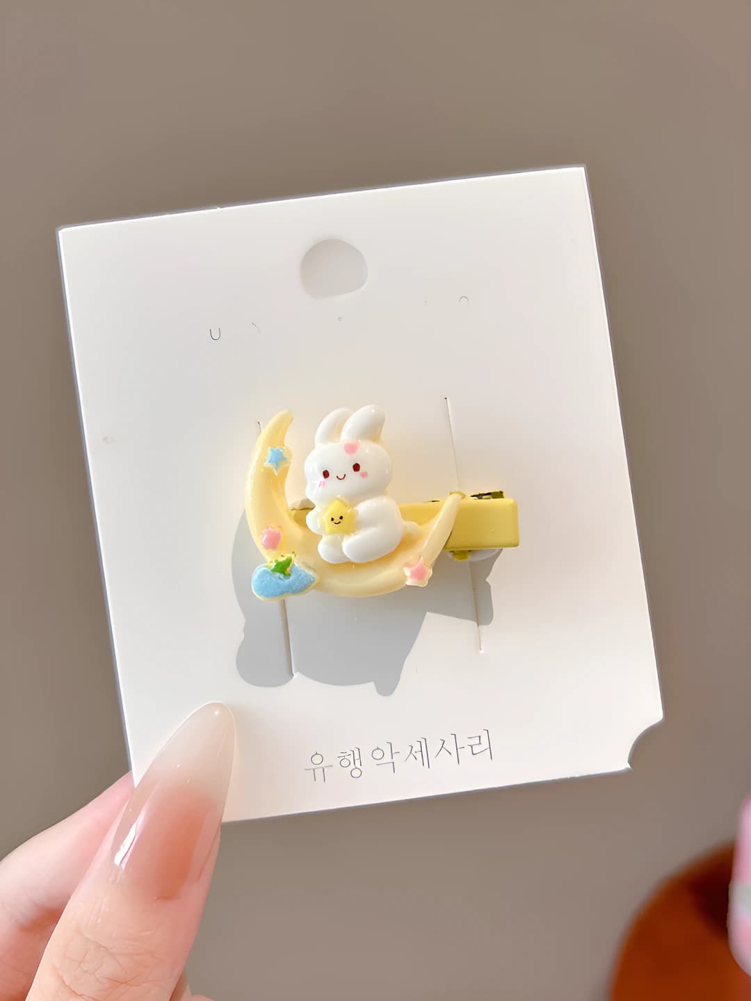 Moon bunny hair clip, 3.5 cm