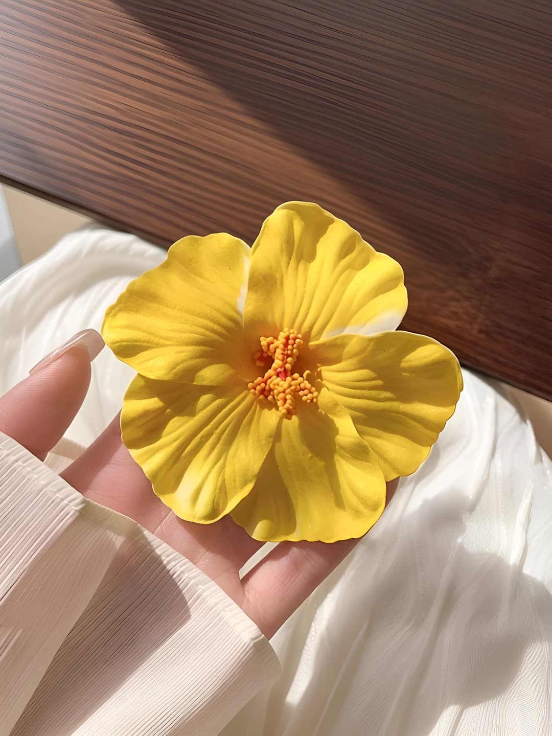 6# Yellow plumeria flower clip ~10cm