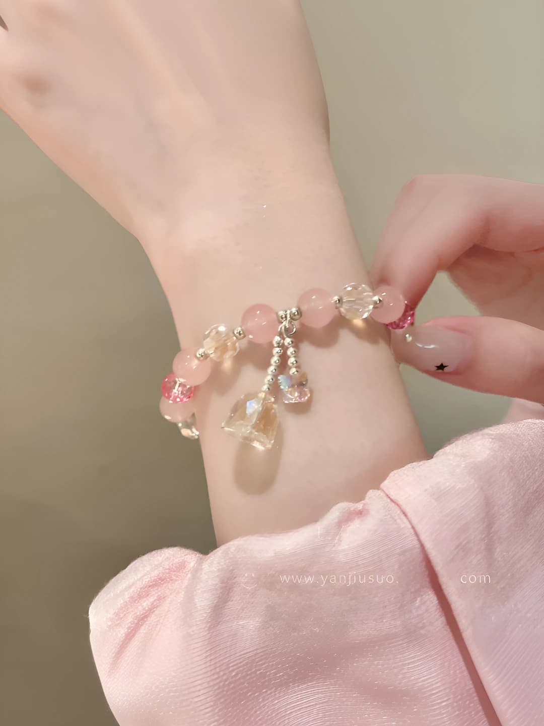 Pink beaded butterfly bracelet