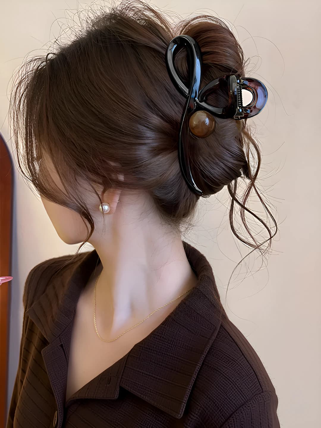 4# [Caramel pearl large clip 13cm