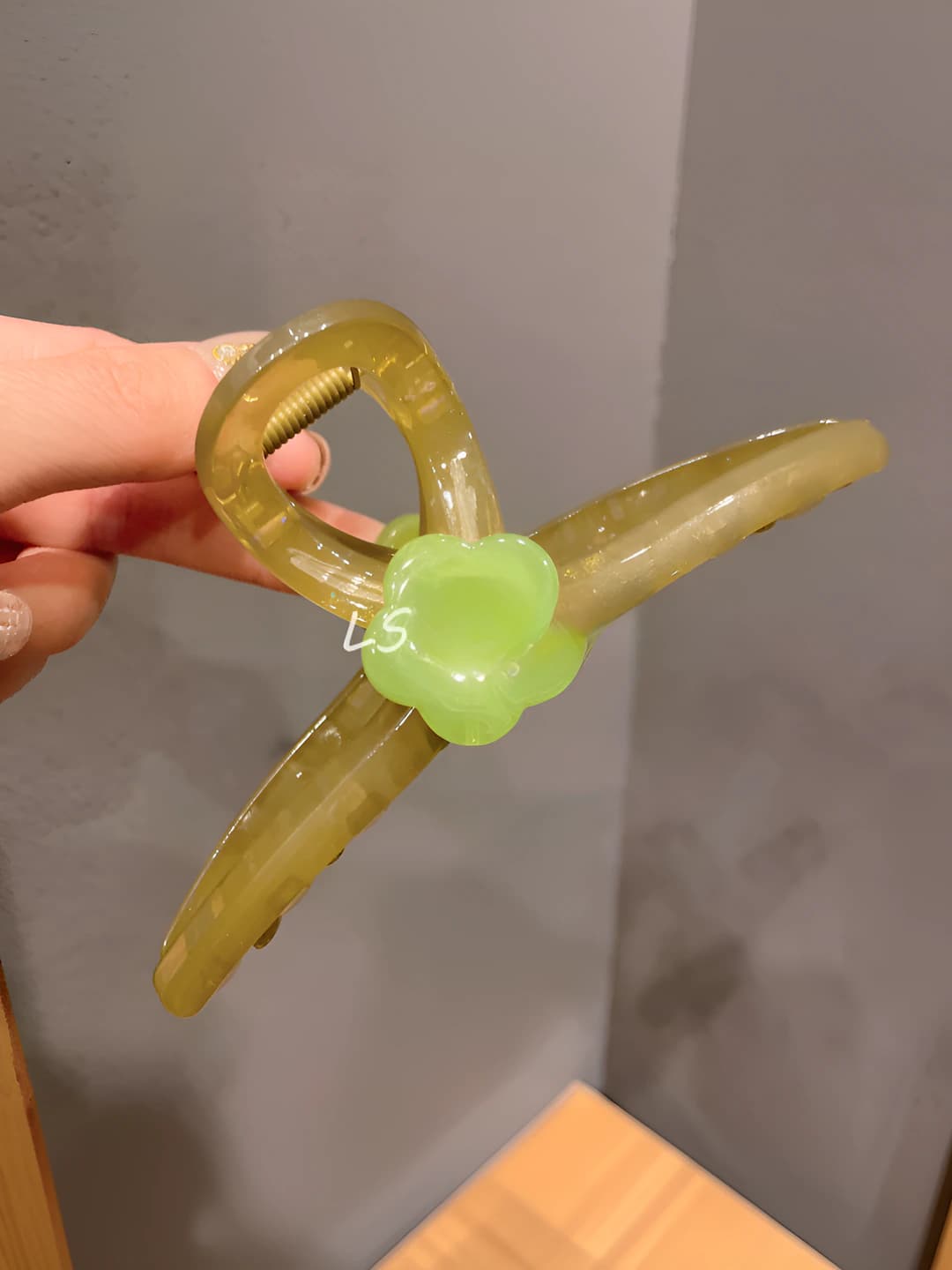 Flower clip, green, 13 cm
