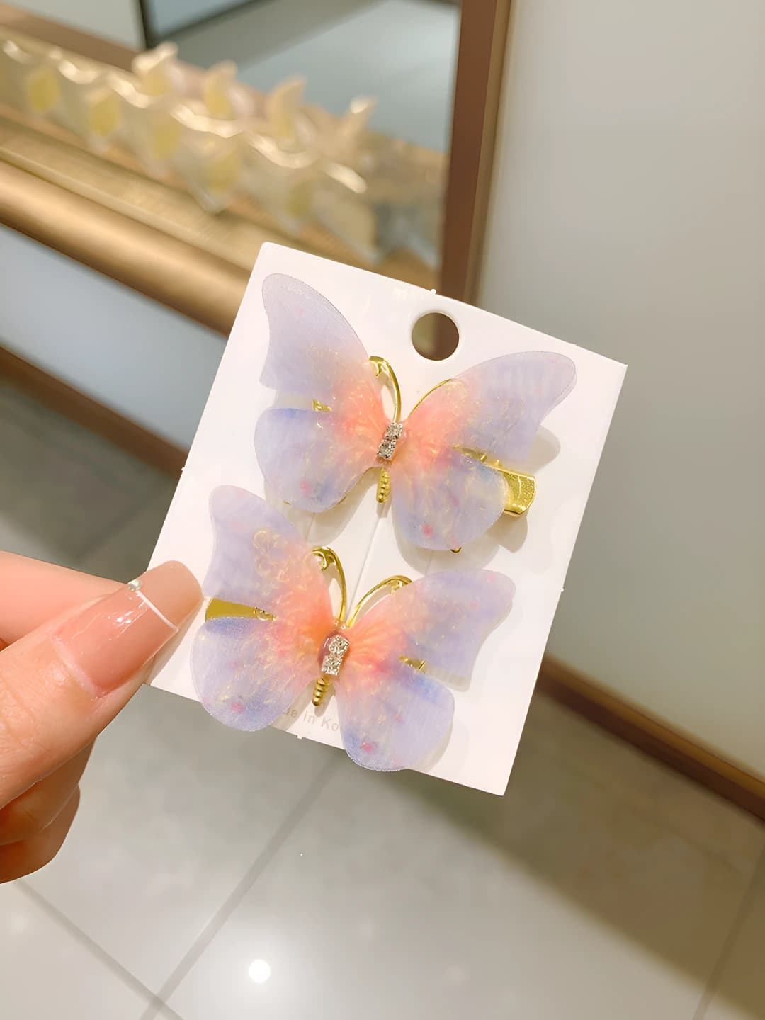 4# Grey-pink butterfly pair