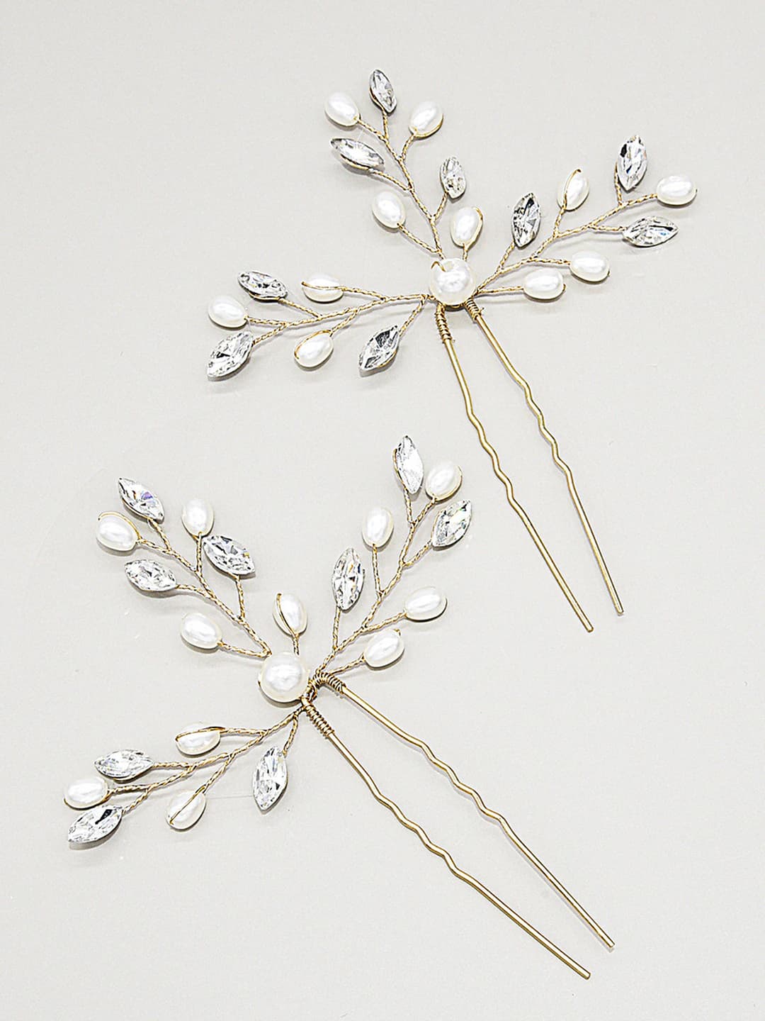 Women's bridal pearl and crystal hairpins in European and American style, handmade